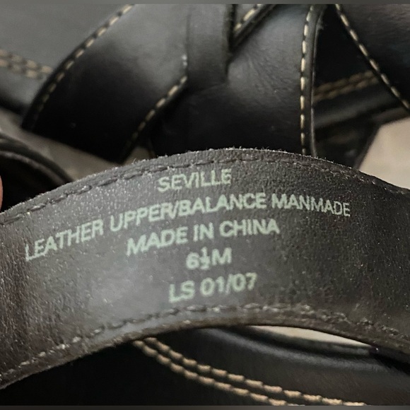 LIZ CLAIBORNE Seville leather wedge black strap chunky summer sandals size 6.5 M - Picture 10 of 12